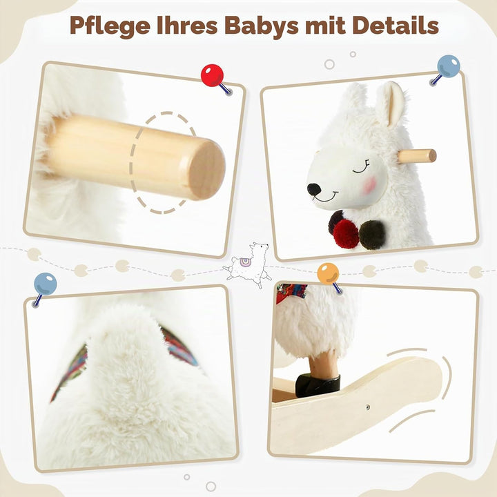labebe Kinder Schaukelpferd Plüsch, Stofftier Schaukelstuhl Spielzeug, Alpaka Rocker
