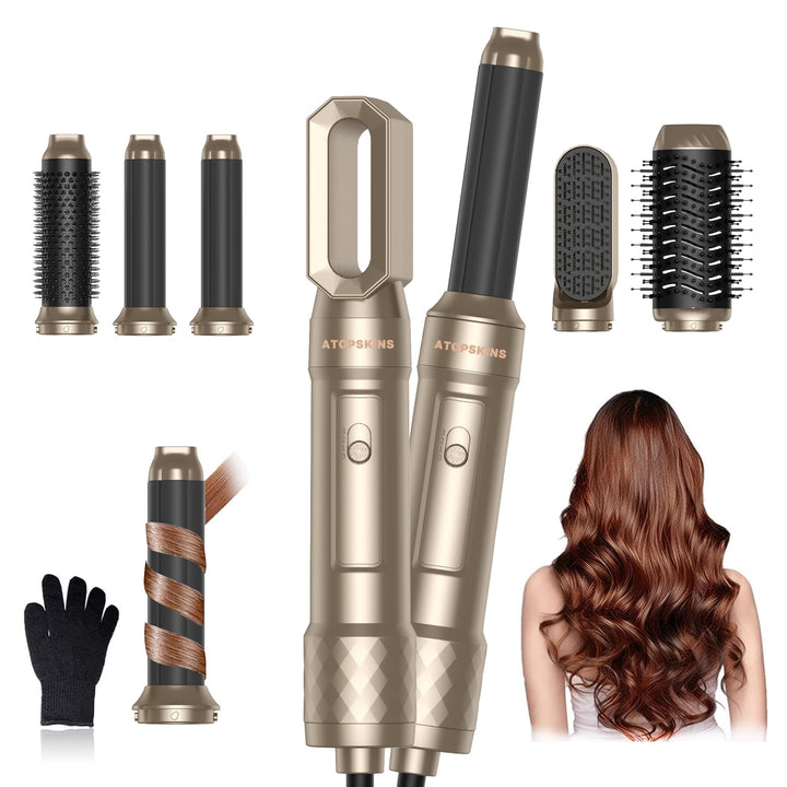 Atopskins 6 in 1 Air Styler set,Professioneller Haarstyler Set,1000W Hairstyler, Rundbürstenföhn, Lo