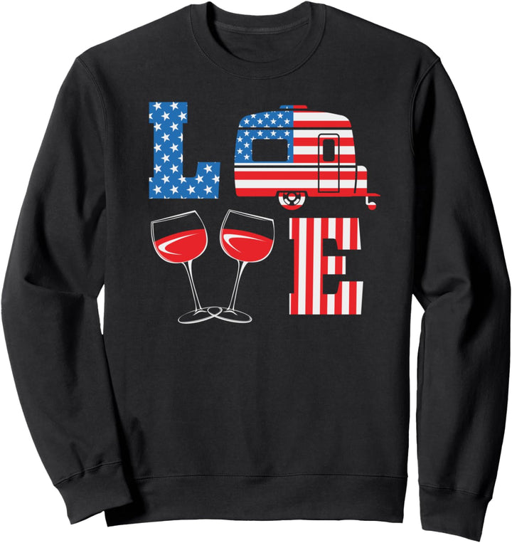 4. JULI Hemd. LOVE CAMPING Amerikanische Freiheit USA Flagge Sweatshirt