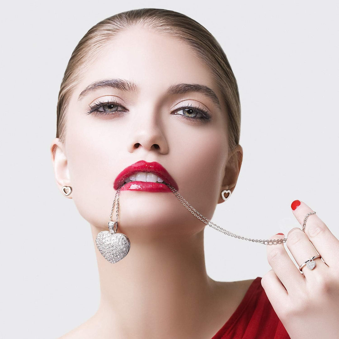 Bling Jewelry Grosse Pave Cz Puff Herzform Aromatherapie Ätherisches Öl Parfüm Diffusor Medaillon An