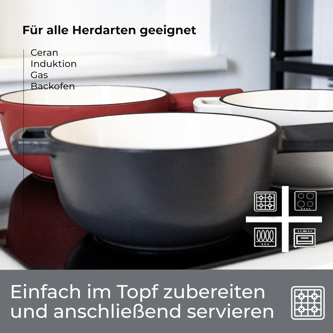 osoltus Fondue Käsefondue Gusseisen (dunkelgrau Ersatztopf), Dunkelgrau Ersatztopf
