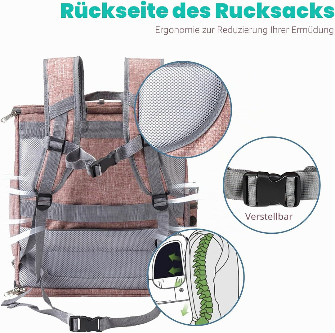 PETCUTE Hunderucksack,Faltbarer Katzenrucksack für Katzen und Hunde mit Abnehmbare Matte,Atmungsakti