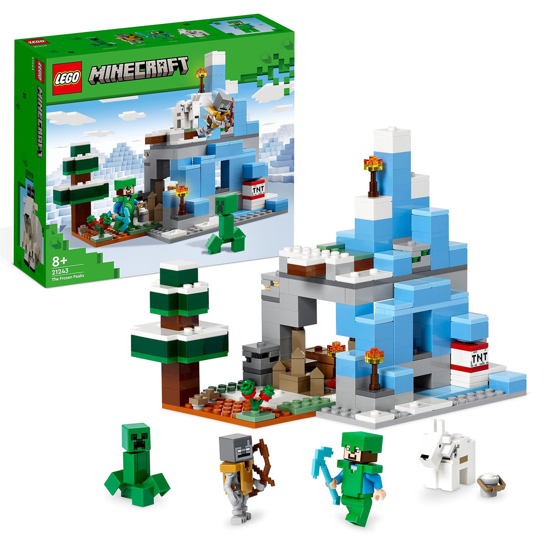 LEGO 21243 Minecraft Die Vereisten Gipfel, Set mit Steve-, Creeper- und Ziegen-Figuren, eisiges Biom