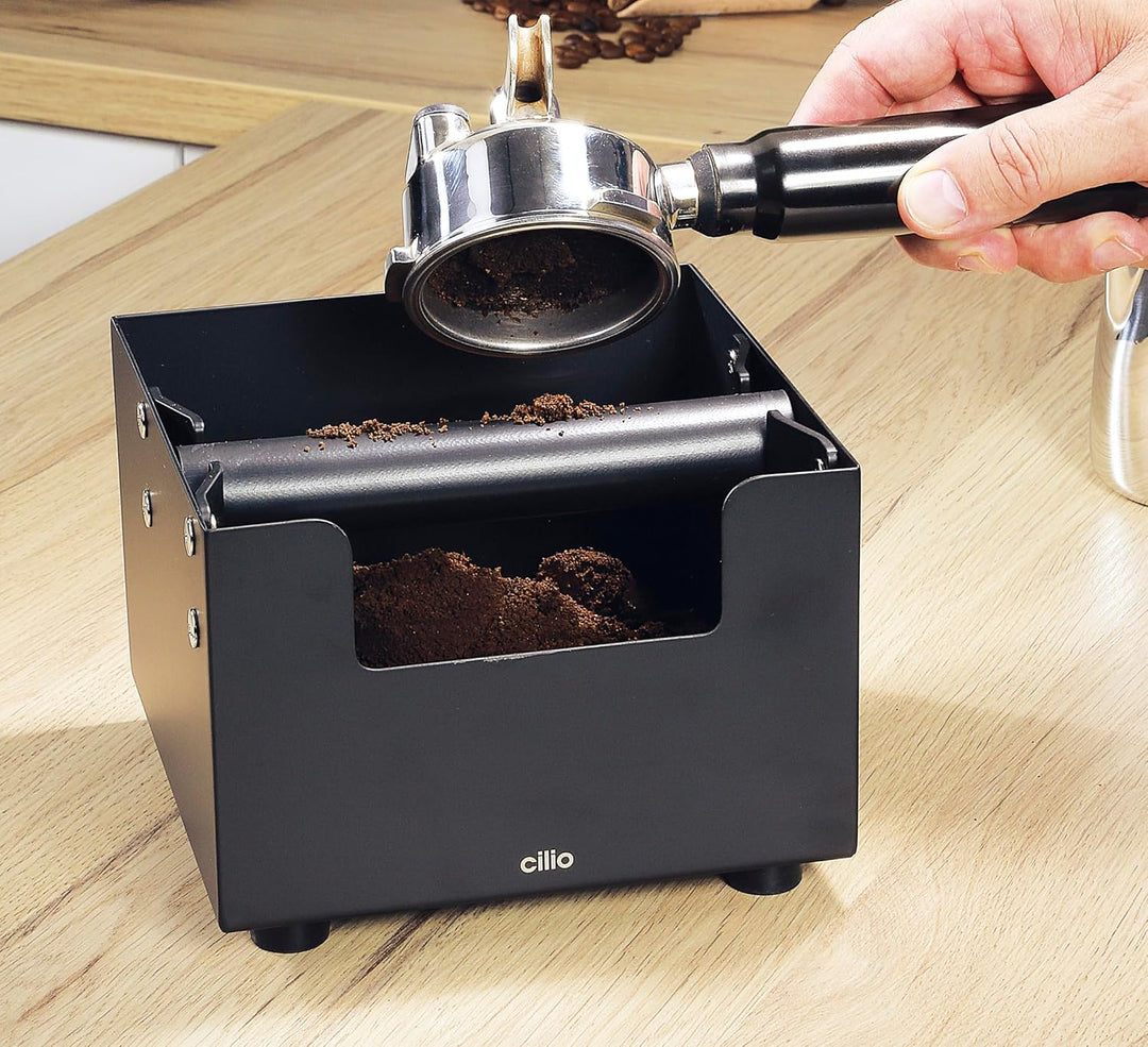 cilio Ausschlagdose BARISTA, Abklopfbehälter für Siebträger, Edelstahl rostfrei, Pulverbeschichtet,