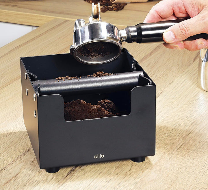 cilio Ausschlagdose BARISTA, Abklopfbehälter für Siebträger, Edelstahl rostfrei, Pulverbeschichtet,
