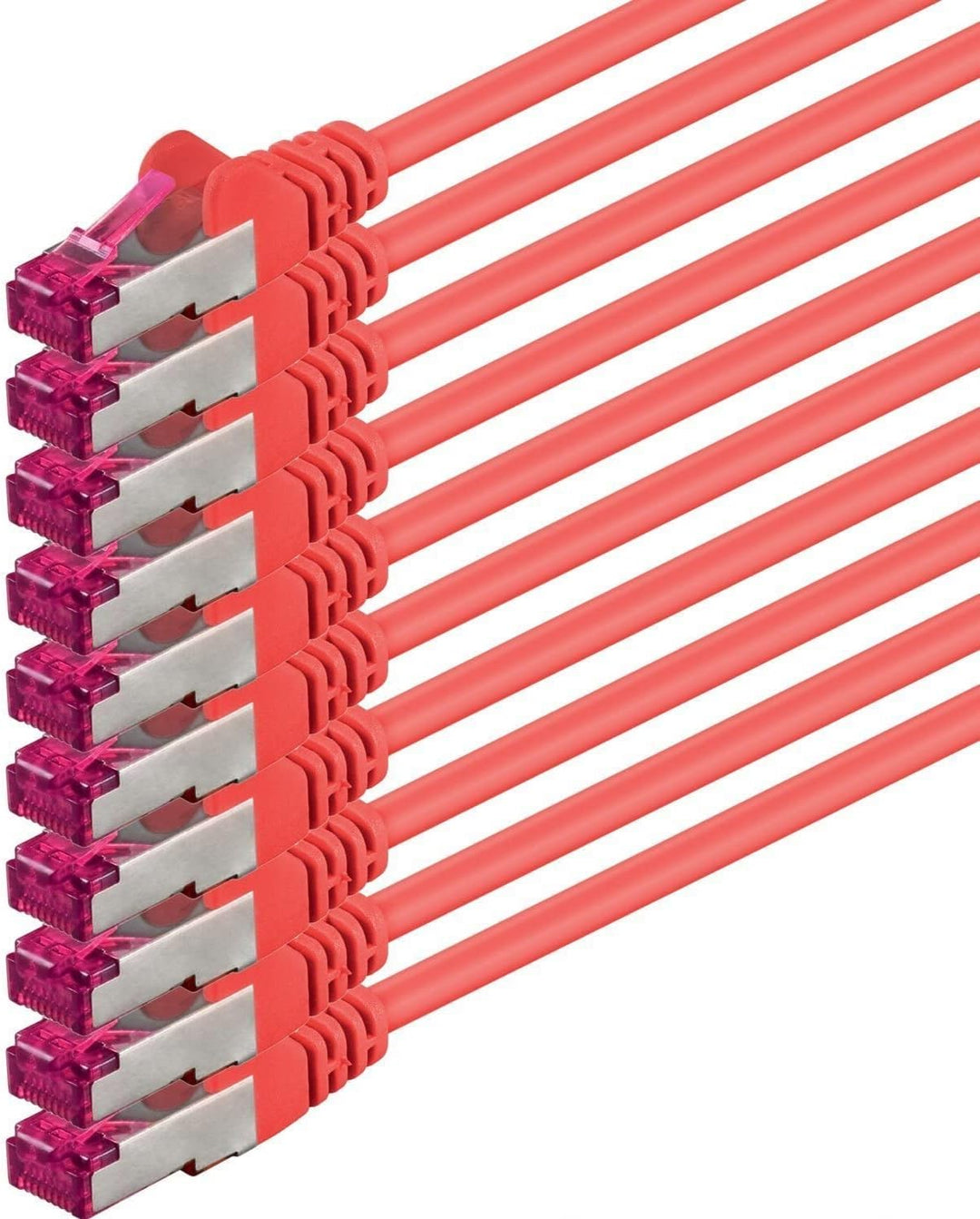 1aTTack.de 2m - rot - 10 Stück - Netzwerkkabel CAT6a (10Gb/s) S-FTP CAT 6a Lankabel - GHMT zertifizi
