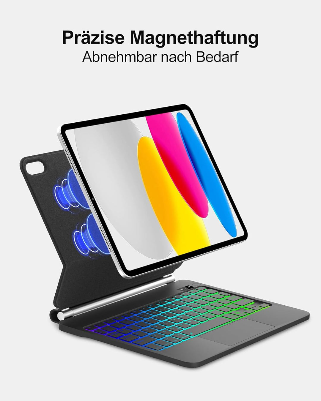 Magic Keyboard für iPad 11/10 Generation: Magnetische Hülle mit 7-Farben-Beleuchtung & Trackpad | Ko