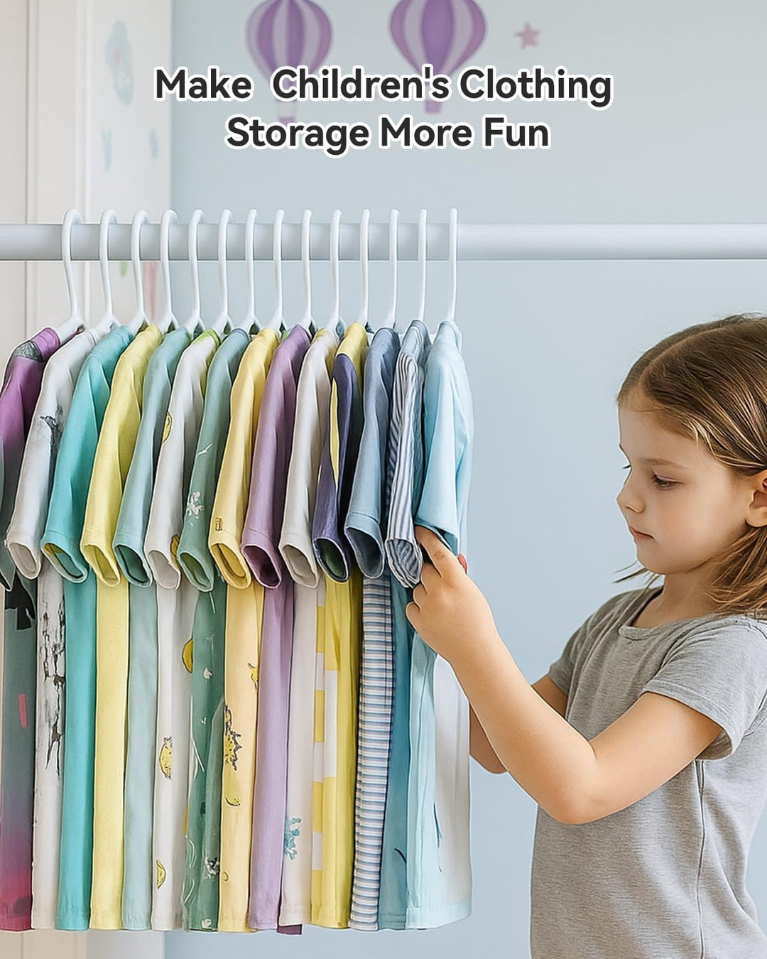 100 Stück Kinder-Kleiderbügel aus Kunststoff, Platzsparend Baby Bügel, Rutschfester Kinderkleiderbüg