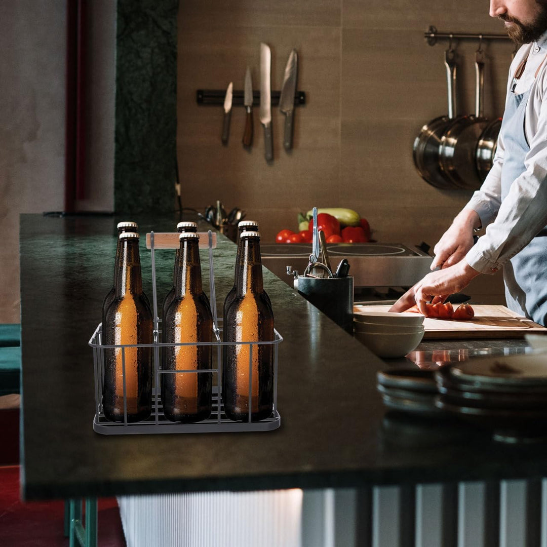 BESTonZON Metall Bierflaschenhalter Mit Griff Tragbarer Flaschenträger Für Zuhause Bar Restaurant Ro