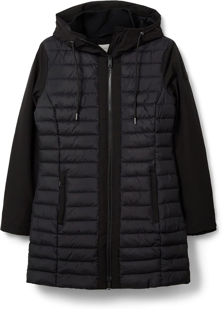 TOM TAILOR Damen Lange Softshell Steppjacke XS 14482 - Deep Black, XS 14482 - Deep Black