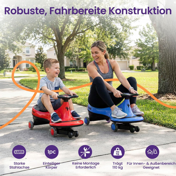 Hurtle Rutschauto Wiggle Drift Car für Kinder Rot Ohne Batterien Twist and Go fördert Motorik Indoor