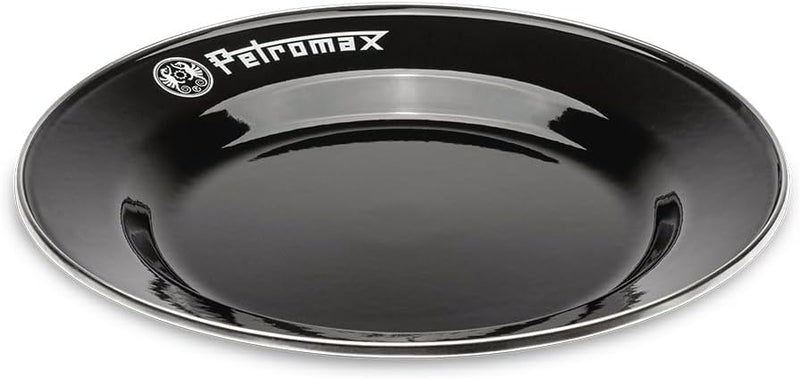 Petromax Emaille Teller schwarz 2 Stück (26 cm) | hochwertiger Edelstahlrand | hygienisch | leicht |