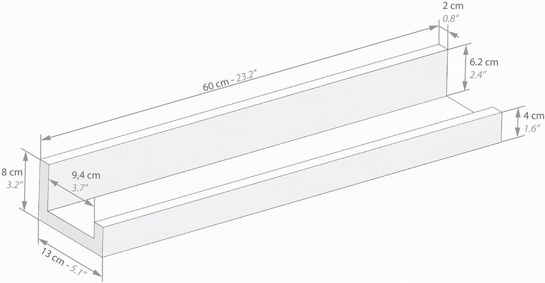 MOBILI FIVER, 2er-Set Bilderregale First, 60 cm, rustikale Eiche, Made In Italy 60 x 13 x 8 cm Rusti