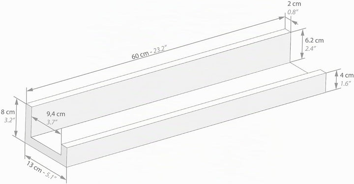 MOBILI FIVER, 2er-Set Bilderregale First, 60 cm, rustikale Eiche, Made In Italy 60 x 13 x 8 cm Rusti