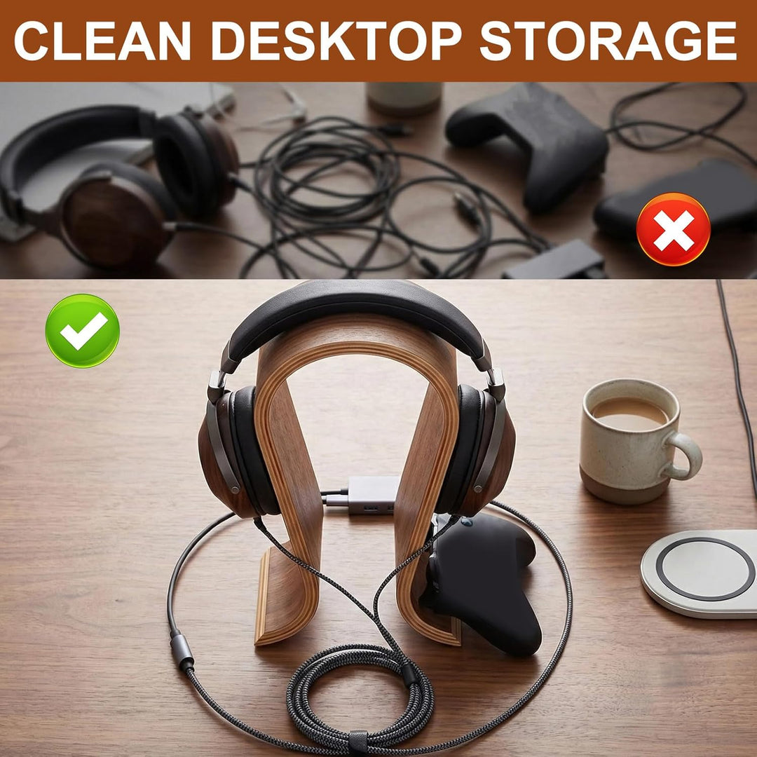 Kopfhörerständer aus Holz, Headset-Ständer für Schreibtisch, Walnussholz, Gaming-Kopfhörerhalter, Bo