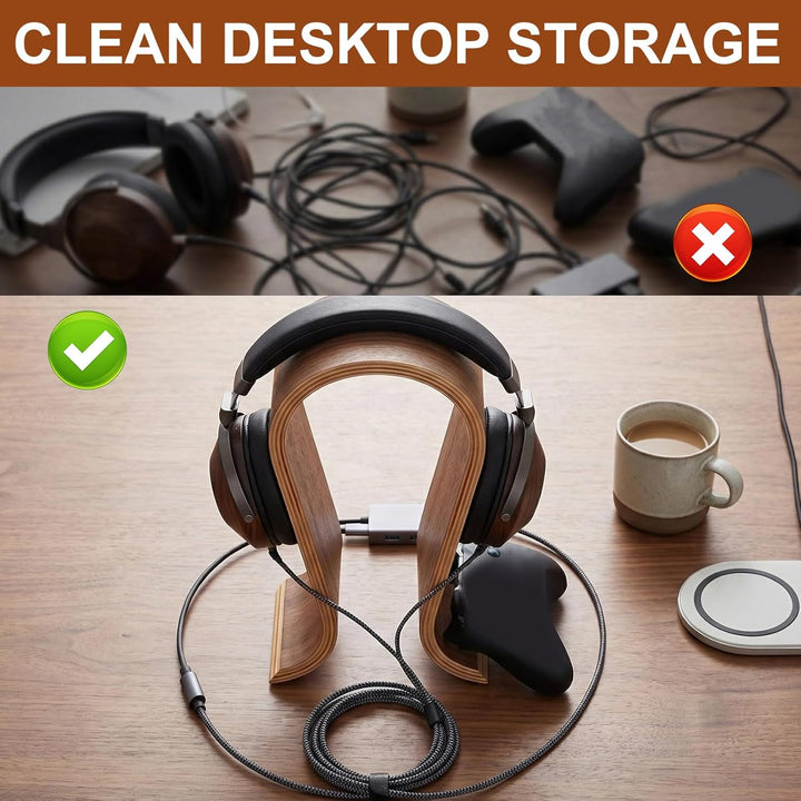 Kopfhörerständer aus Holz, Headset-Ständer für Schreibtisch, Walnussholz, Gaming-Kopfhörerhalter, Bo