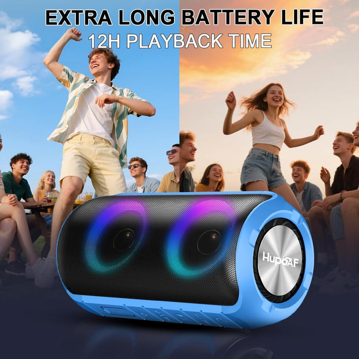 Hupoaf Bluetooth Lautsprecher mit Licht, 2026 Musikbox Tragbarer Bluetooth Box mit 52mm Durchmesser