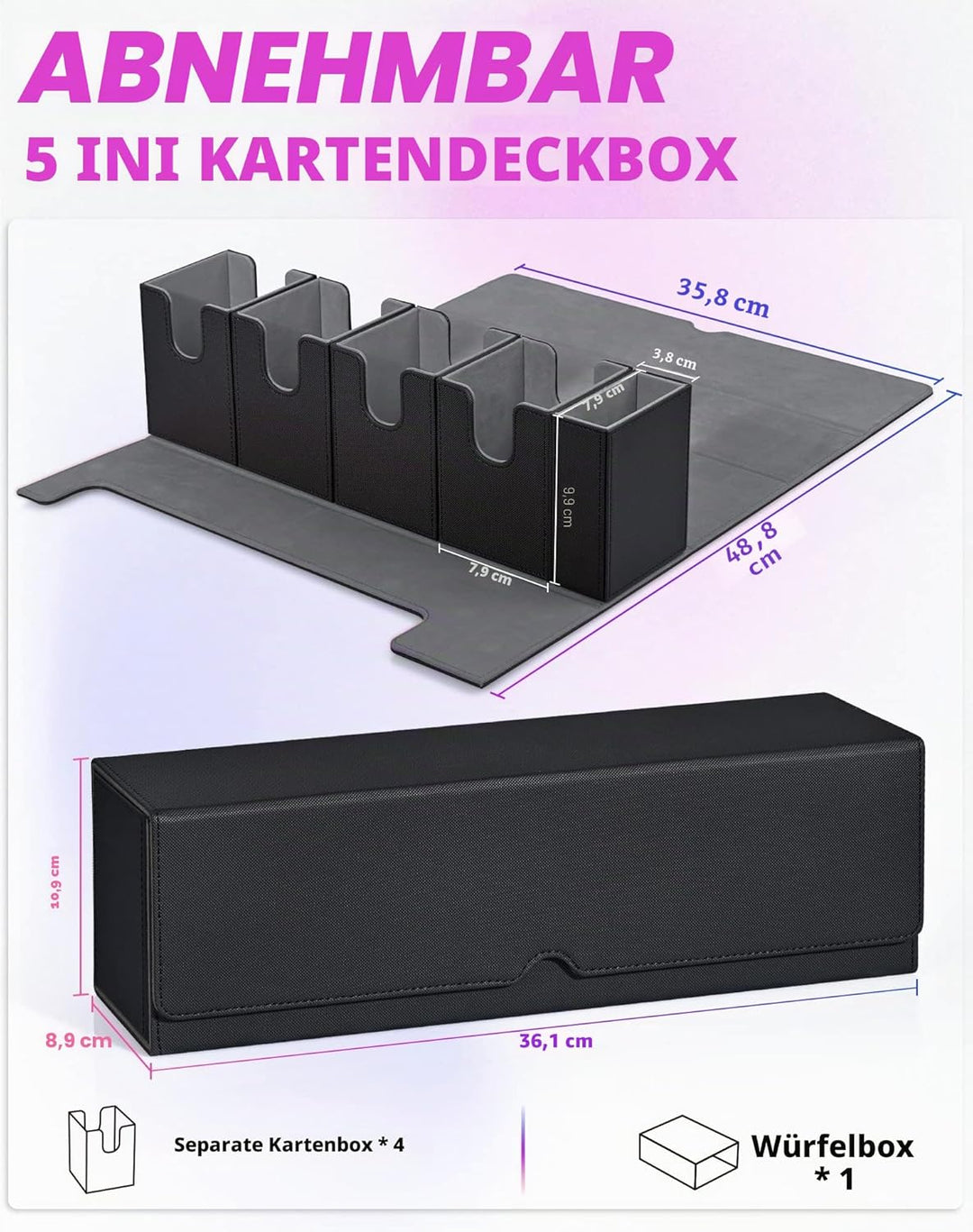 Sammelkarten Box mit Würfelablage für MTG,Premium-Kartenbox mit starkem Magnet zur Aufbewahrung für