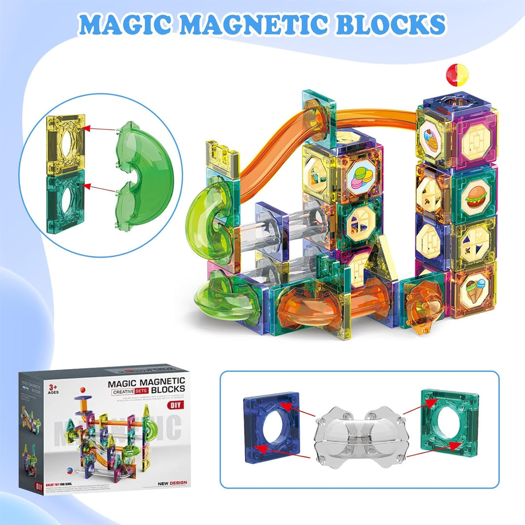 Magnetische bausteine 90 Teile Montessori Spielzeug Set Magnetic Tiles Murmelbahn Magnetspielzeug fü