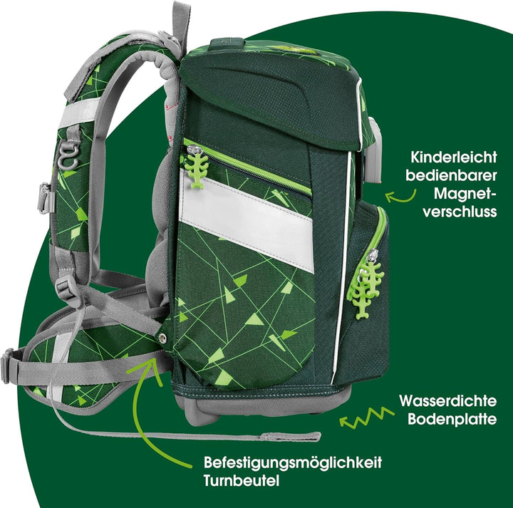 Step by Step Schulranzen-Set Space Shine Dino Night Tyro, 5-teilig, grün, Dinosaurier-Design, ergono