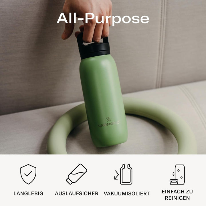 waterdrop® All Purpose Thermosflasche 600ml. isolierte Edelstahl Trinkflasche. 24h kalt - 6h/12h hei