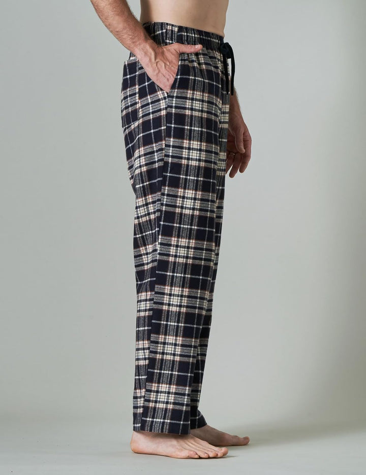 LAPASA Herren Schlafanzughose karierte Pyjamahose, Long Relaxhose Loungehose Freizeithose (M38 Baumw