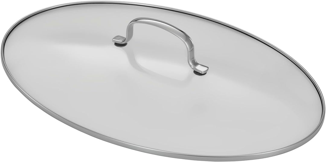 RÖSLE ELEGANCE Bräter oval, Hochwertiger Bräter mit Glasdeckel, Edelstahl 18/10, silberfarben, backo