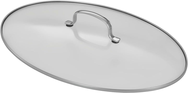RÖSLE ELEGANCE Bräter oval, Hochwertiger Bräter mit Glasdeckel, Edelstahl 18/10, silberfarben, backo