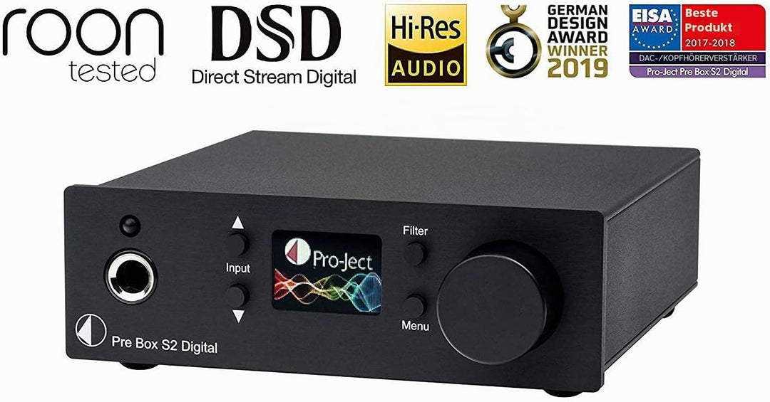 Pro-Ject Pre Box S2 Digital, Audiophiler Stereo Vorverstärker (Schwarz), schwarz