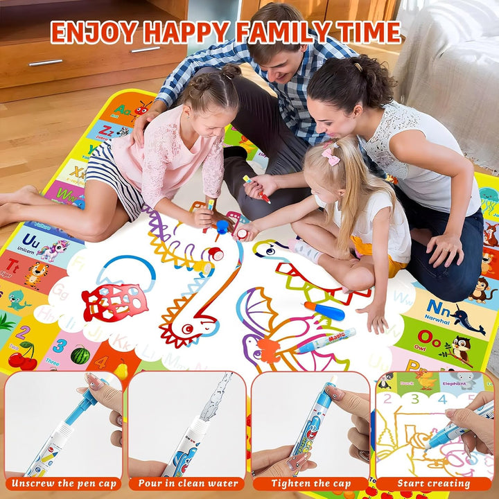 Aqua Wasser Doodle Matte, 120×100cm Aqua Magic Doodle Matte mit Spielzeug Kinderspielzeug ab 1 2 3 J