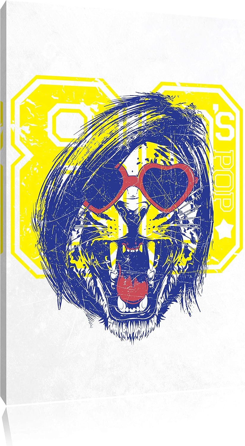 Pixxprint 80s pop White Bild auf Leinwand, XXL riesige Bilder fertig gerahmt mit Keilrahmen, Kunstdr