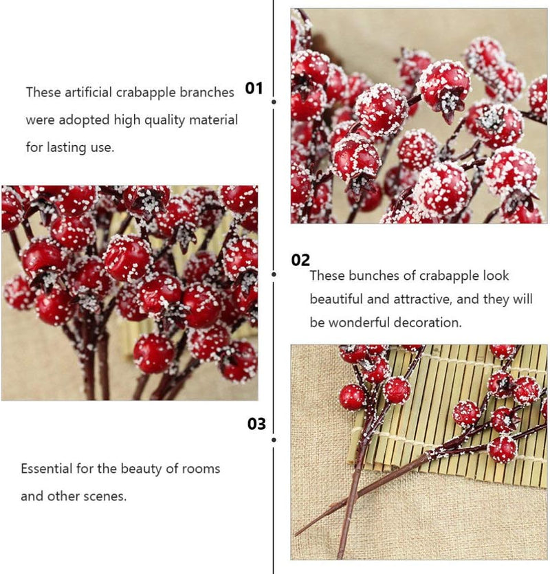 PRETYZOOM 10 Stück Künstliche Beerenstängel Schnee Gefrostet Gefälschte Beerenzweige Kleben Stechpal