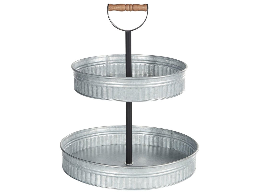 Beliani Etagere aus Eisen Silber 2-stöckig rund 50 cm hoch Dessertständer Kouign