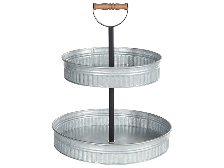 Beliani Etagere aus Eisen Silber 2-stöckig rund 50 cm hoch Dessertständer Kouign