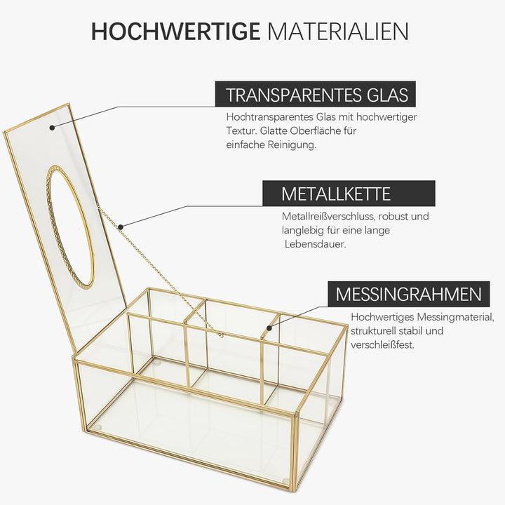 SLHEQING Make up Organizer Beauty Organizer Tray Schmuck Pinselhalter Gold, Glas Kosmetikbox, Klar D