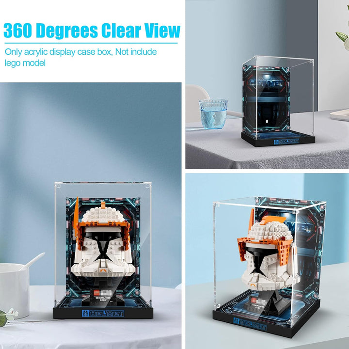 cooldac Acryl Vitrine Box kompatibel mit Lego 75349/75350/75351 Star Wars Clone Commander Cody Helm/