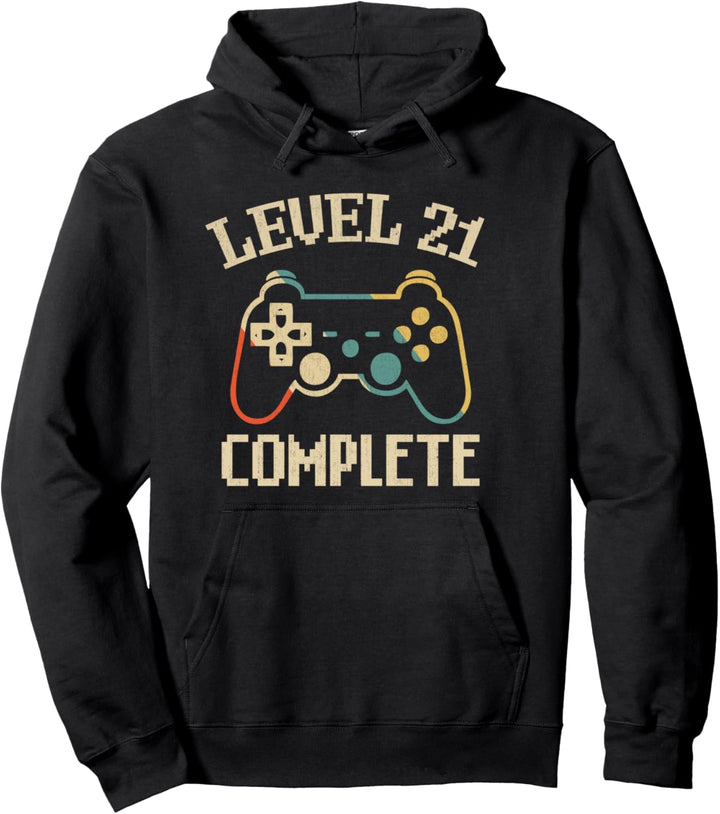 Level 21 Complete 21 Jahre Geburtstag Geschenk Video Gamer Pullover Hoodie
