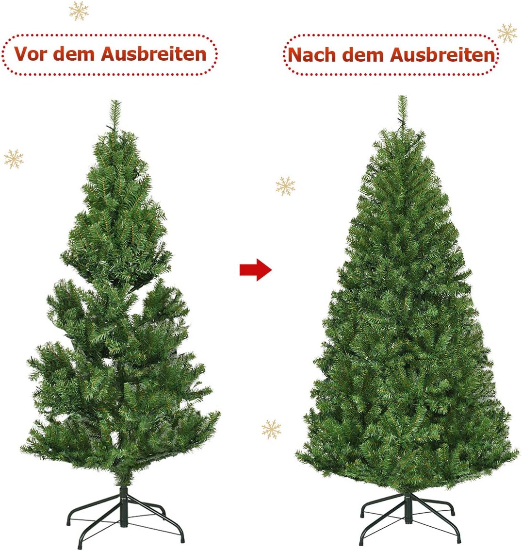 COSTWAY 120/150/180/210cm LED Künstlicher Weihnachtsbaum mit 11 Lichtmodi und 5 Farbwechsel, Tannenb