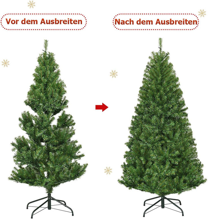 COSTWAY 120/150/180/210cm LED Künstlicher Weihnachtsbaum mit 11 Lichtmodi und 5 Farbwechsel, Tannenb