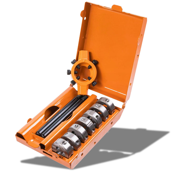 RICHMANN PREMIUM Schneideisenset Gewindeschneidersatz (M3-M12) - 8-teilig aus Si-Cr Federstahllegier