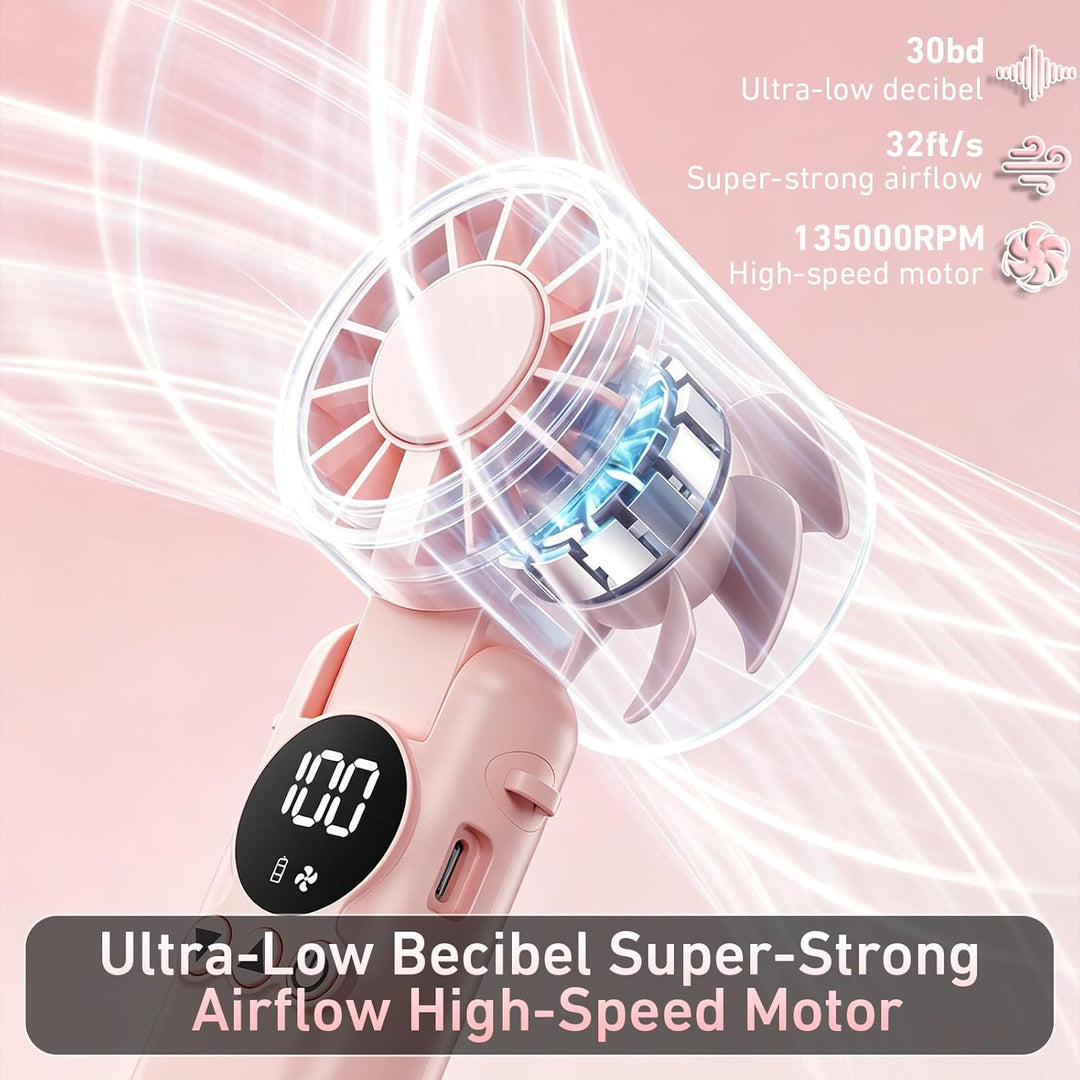 AILBTON Handventilator klein &amp; stark, 6000mAh Akku, 1-199 Stufen, Tragbarer Nackenventilator mit Ban