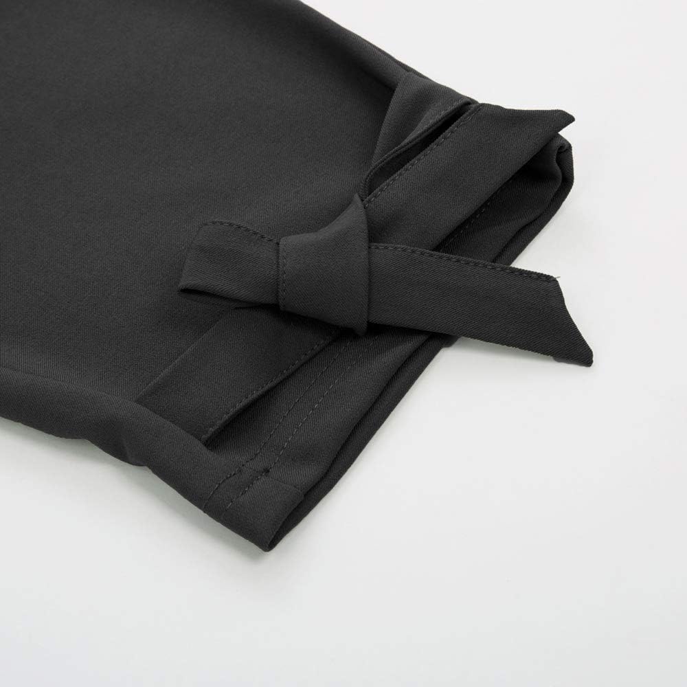Grace Karin Damen Bleistifthose Elastischer Bund Bow-Knot Mode Slim Fit M Schwarz, M Schwarz