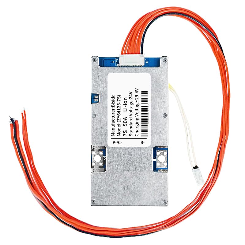 Bisda BMS 7S 24V 50A Lithium-PCB-Schutzplatine mit Balancerleitung und NTC, gemeinsamem Anschluss, z