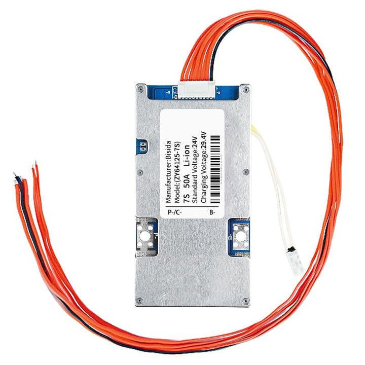 Bisda BMS 7S 24V 50A Lithium-PCB-Schutzplatine mit Balancerleitung und NTC, gemeinsamem Anschluss, z