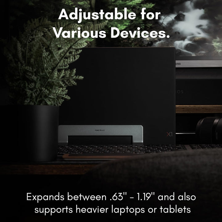 Macally Vertical Laptop Stand for Desk Space | Adjustable Vertical Stand Cradle | Laptop Holder - Ap