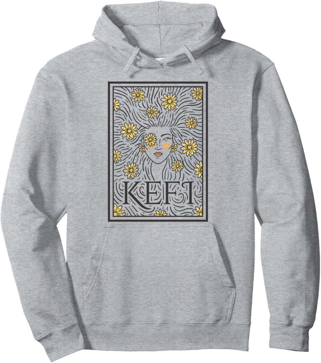 Kefi Joy Blumen Freude Griechisch Farbstrich Griechenland Pullover Hoodie