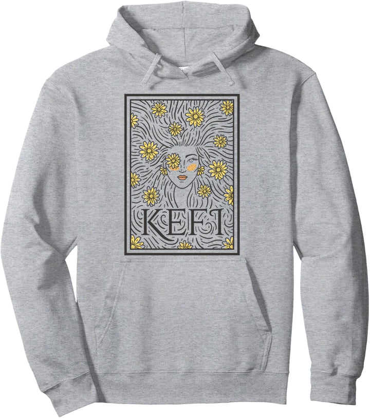 Kefi Joy Blumen Freude Griechisch Farbstrich Griechenland Pullover Hoodie
