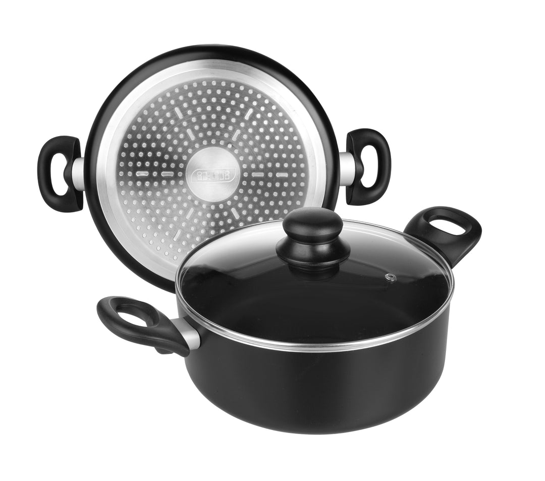 IBILI - Kasserolle mit Glasdeckel, Aluminium, 28 cm, Anti-Haft, geeignet für Induktion 28 cms, 28 cm