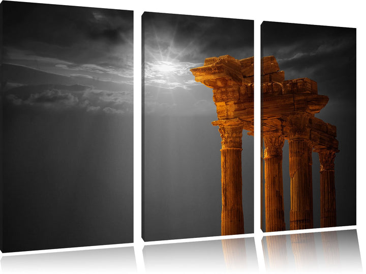 Pixxprint Antiker Apollontempel als Leinwandbild/Grösse: 3 Teilig (120x80 cm) cm/Wandbild/Kunstdruck