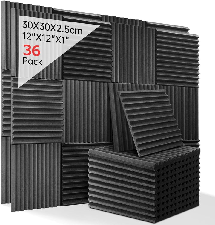 Schallabsorber Akustikschaumstoff, 36 Stück Acoustic Foam für Podcasts, Aufnahmestudios, Büros, Home